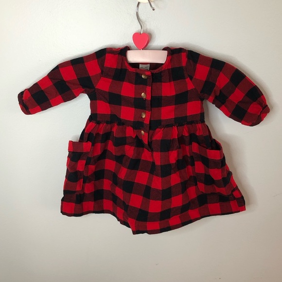 Carter's Other - Carter’s Red and Black Buffalo Plaid Flannel Hensley Dress 6 Months